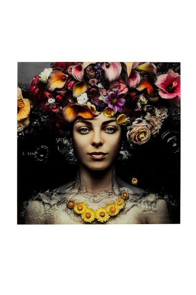 Bild Glas Flower Art Lady 120 x 120 cm