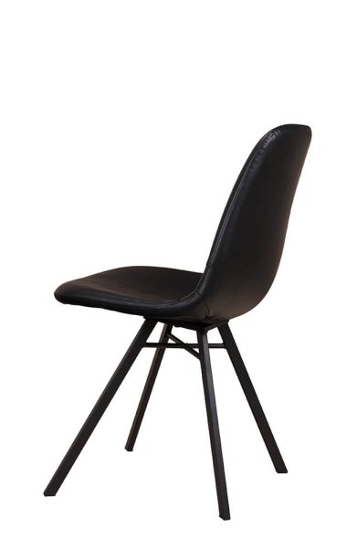 Polsterstuhl Jones Antique Black mit Kunstlederbezug in Schwarz und pulverbeschichtetem Metallgestell