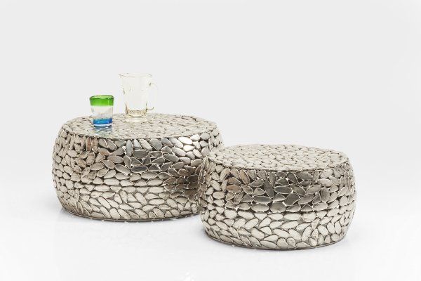 Couchtisch Pebbles Deluxe Silber (2/Set)