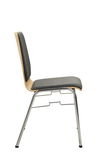 Konferenzstuhl Eruno-220 mit Sitz und Rückenpolster, verchromtem Metallgestell, stapelbar Braun Seitenansicht