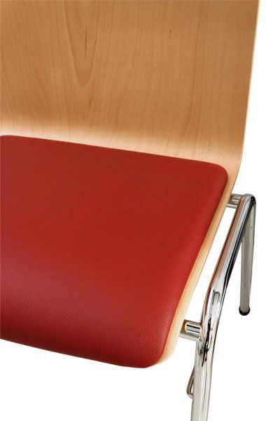 Konferenzstuhl Eruno-310 mit gepolsterten Sitz, verchromtem Metallgestell, stapelbar Detailansicht Sitzfläche